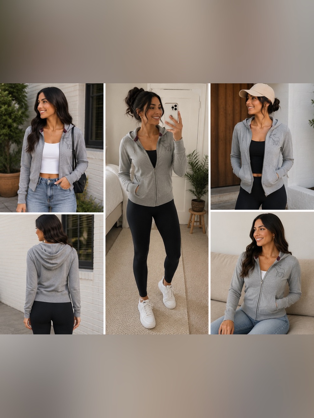 Abercrombie & Fitch Gray / burgundy Hooded Jacket